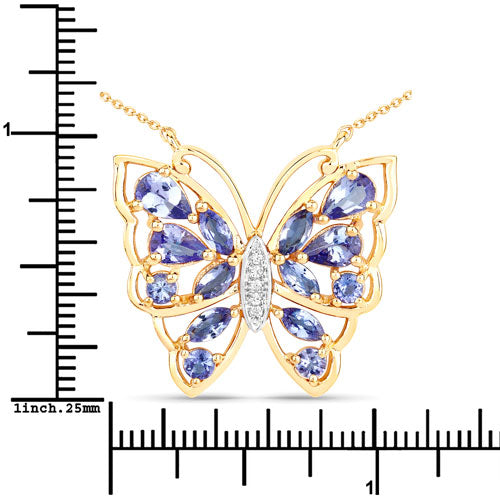 Collar de Tanzanita Genuina de 2.76 Quilates y Circonita Blanca en Plata Esterlina