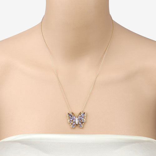 Collar de Tanzanita Genuina de 2.76 Quilates y Circonita Blanca en Plata Esterlina