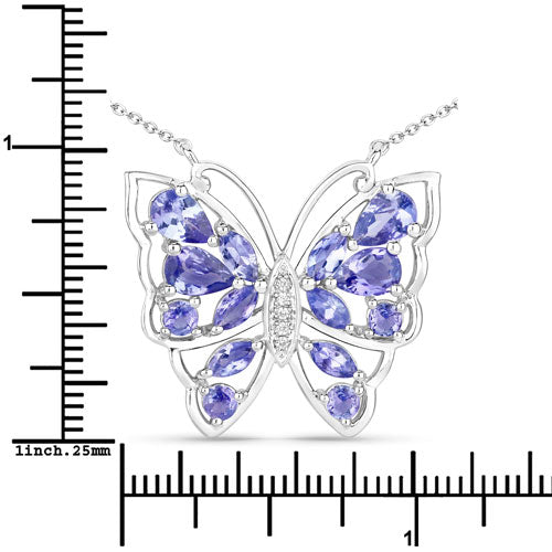 Collier en Tanzanite et Zircon Blanc de 2,76 Carats en Argent Sterling