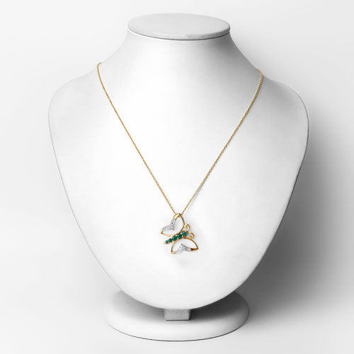 0.51 Carat Emerald and White Zircon Necklace in Sterling Silver