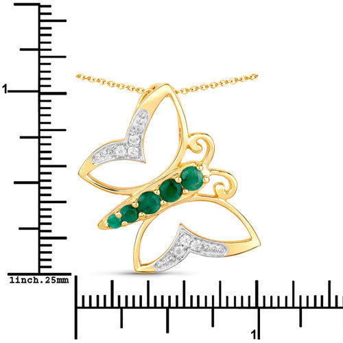 0.51 Carat Emerald and White Zircon Necklace in Sterling Silver