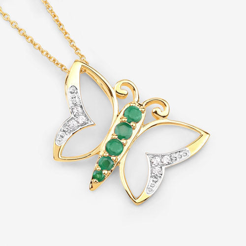 0.51 Carat Emerald and White Zircon Necklace in Sterling Silver