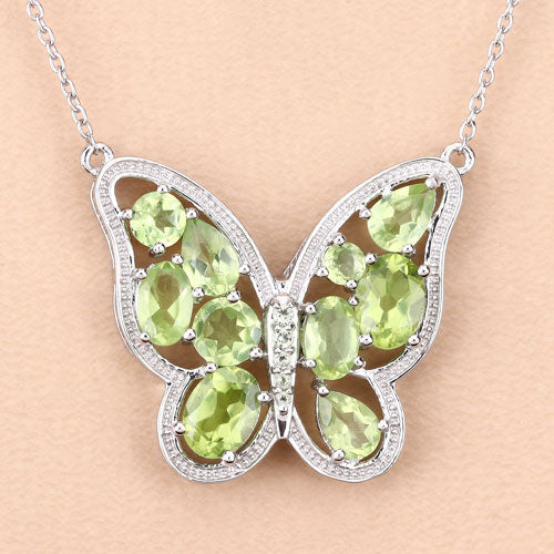 Collar de Peridoto Genuino de 4.65 Quilates en Plata Esterlina .925