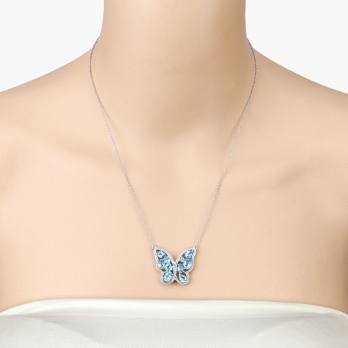 5.54 Carat Swiss Blue Topaz Necklace in Sterling Silver