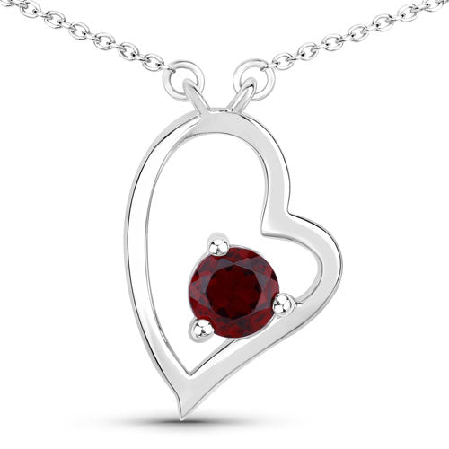 Collar de plata esterlina con granate genuino de 0.60 quilates