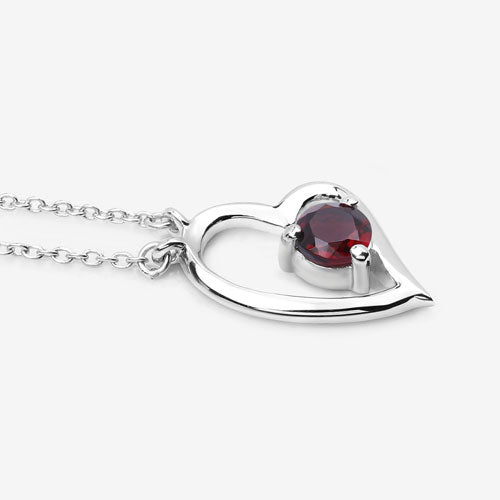Collar de plata esterlina con granate genuino de 0.60 quilates