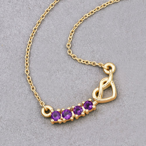 0.24 Carat Genuine Amethyst Sterling Silver Heart Necklace