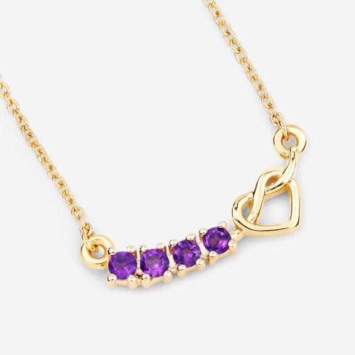 0.24 Carat Genuine Amethyst Sterling Silver Heart Necklace
