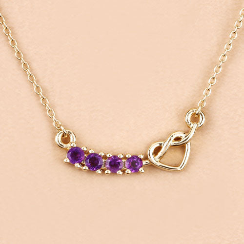 0.24 Carat Genuine Amethyst Sterling Silver Heart Necklace