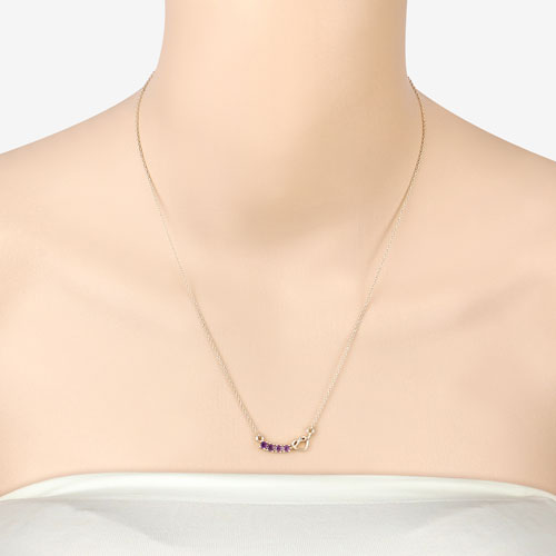 0.24 Carat Genuine Amethyst Sterling Silver Heart Necklace