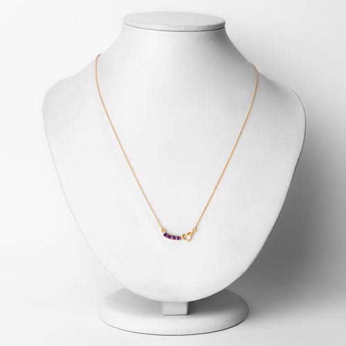 0.24 Carat Genuine Amethyst Sterling Silver Heart Necklace