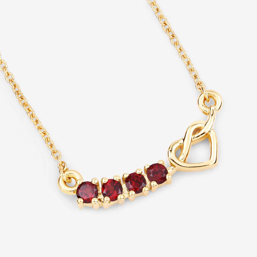 Collar Corazón de Plata Esterlina con Granate Genuino de 0.32 Quilates