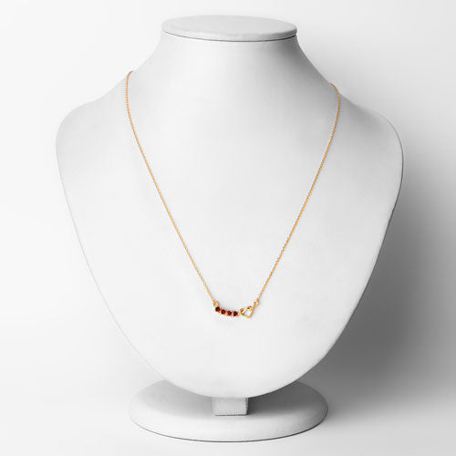 Collar Corazón de Plata Esterlina con Granate Genuino de 0.32 Quilates