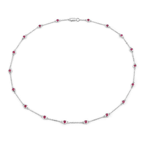 2.34 Carat Genuine Ruby Necklace in .925 Sterling Silver
