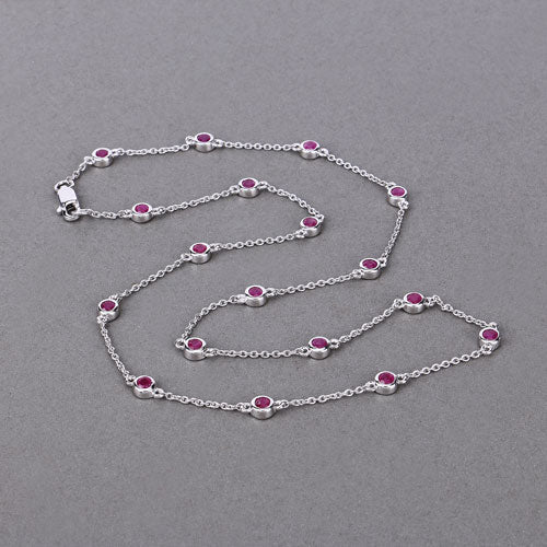 2.34 Carat Genuine Ruby Necklace in .925 Sterling Silver