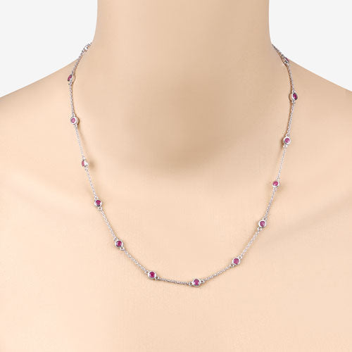 2.34 Carat Genuine Ruby Necklace in .925 Sterling Silver