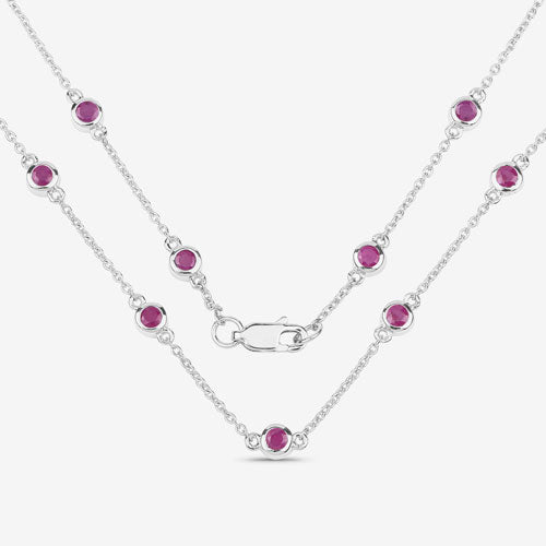 2.34 Carat Genuine Ruby Necklace in .925 Sterling Silver