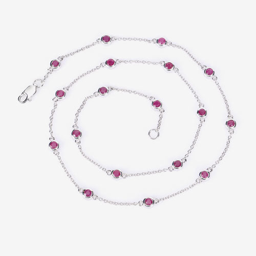 2.34 Carat Genuine Ruby Necklace in .925 Sterling Silver