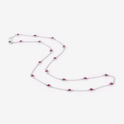 2.34 Carat Genuine Ruby Necklace in .925 Sterling Silver