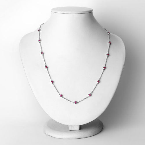 2.34 Carat Genuine Ruby Necklace in .925 Sterling Silver