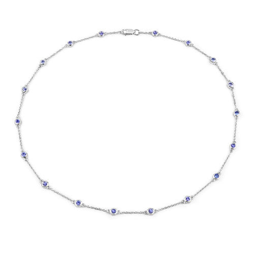 1.80 Carat Genuine Tanzanite Necklace in .925 Sterling Silver