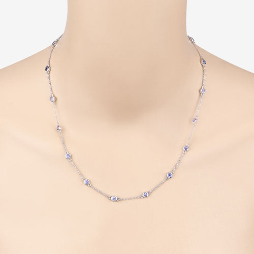 1.80 Carat Genuine Tanzanite Necklace in .925 Sterling Silver