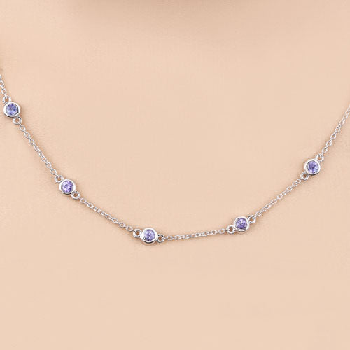 1.80 Carat Genuine Tanzanite Necklace in .925 Sterling Silver