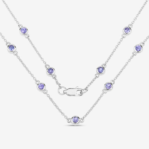 1.80 Carat Genuine Tanzanite Necklace in .925 Sterling Silver