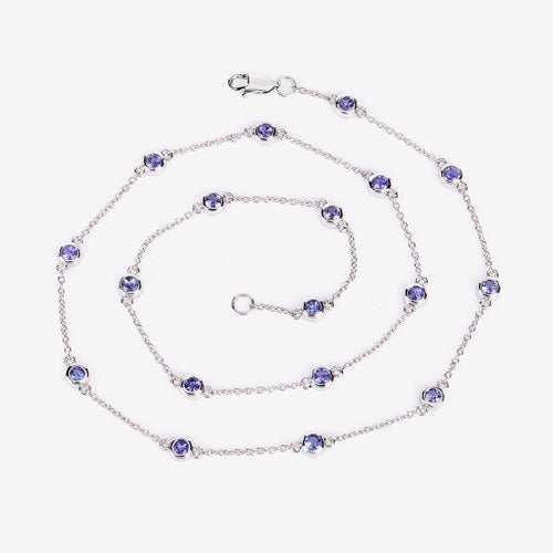 1.80 Carat Genuine Tanzanite Necklace in .925 Sterling Silver