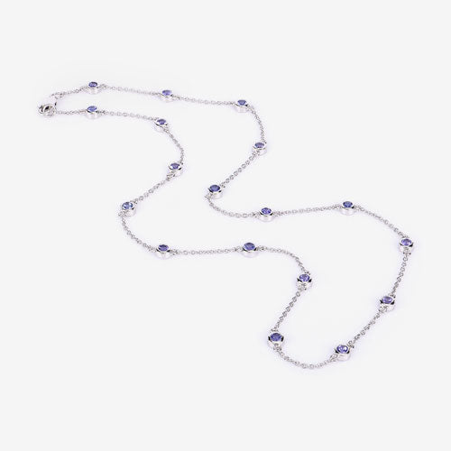1.80 Carat Genuine Tanzanite Necklace in .925 Sterling Silver