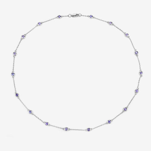 1.80 Carat Genuine Tanzanite Necklace in .925 Sterling Silver