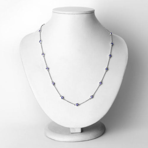 1.80 Carat Genuine Tanzanite Necklace in .925 Sterling Silver