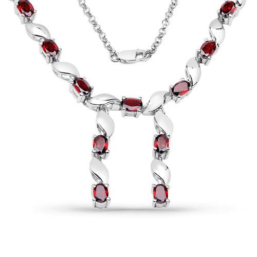 7.65 Carat Genuine Garnet Sterling Silver Necklace