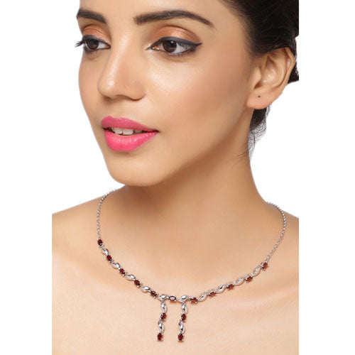 7.65 Carat Genuine Garnet Sterling Silver Necklace