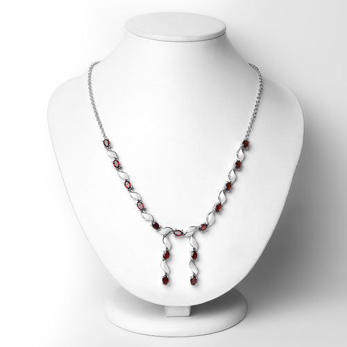 7.65 Carat Genuine Garnet Sterling Silver Necklace