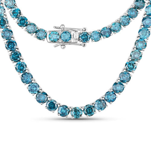 33.24 Carat Genuine Blue Diamond Necklace in 14K White Gold