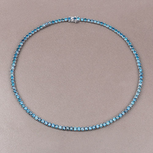 33.24 Carat Genuine Blue Diamond Necklace in 14K White Gold