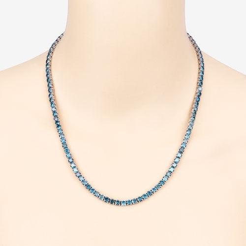 33.24 Carat Genuine Blue Diamond Necklace in 14K White Gold