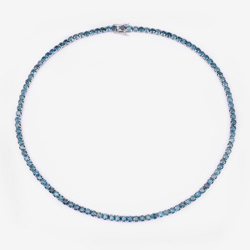 33.24 Carat Genuine Blue Diamond Necklace in 14K White Gold