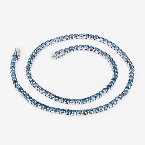 33.24 Carat Genuine Blue Diamond Necklace in 14K White Gold