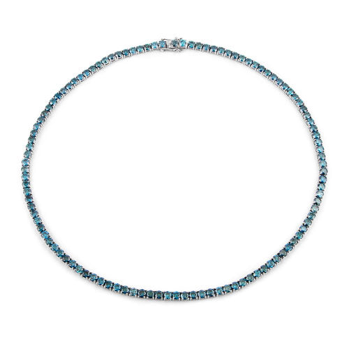 33.24 Carat Genuine Blue Diamond Necklace in 14K White Gold