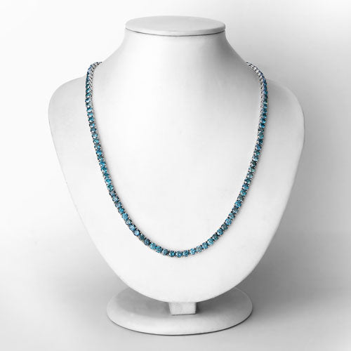 33.24 Carat Genuine Blue Diamond Necklace in 14K White Gold
