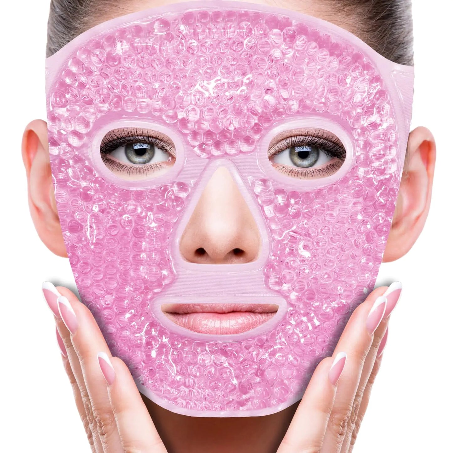 Mascarilla de Ojos Premium con Pack de Hielo - Respaldo de Terciopelo (Rosa #19)