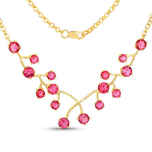 7.92 Carat Genuine Pink Topaz Necklace in Sterling Silver