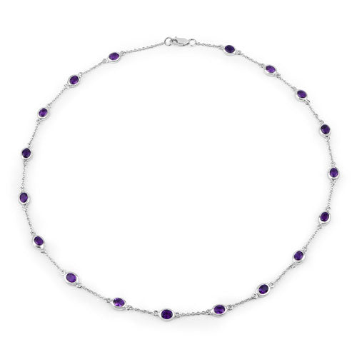 6.12 Carat Genuine Amethyst Necklace in Sterling Silver