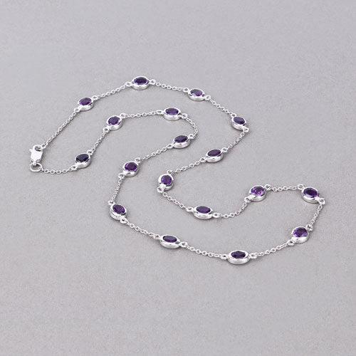 6.12 Carat Genuine Amethyst Necklace in Sterling Silver