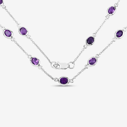 6.12 Carat Genuine Amethyst Necklace in Sterling Silver