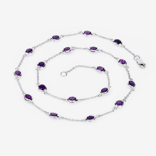 6.12 Carat Genuine Amethyst Necklace in Sterling Silver