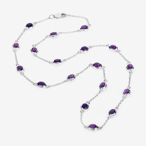 6.12 Carat Genuine Amethyst Necklace in Sterling Silver