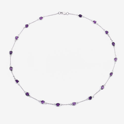 6.12 Carat Genuine Amethyst Necklace in Sterling Silver